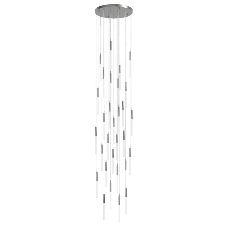 Avenue Lighting Main St. 31Lt 158" Frosted Glass Pendant, Nickel