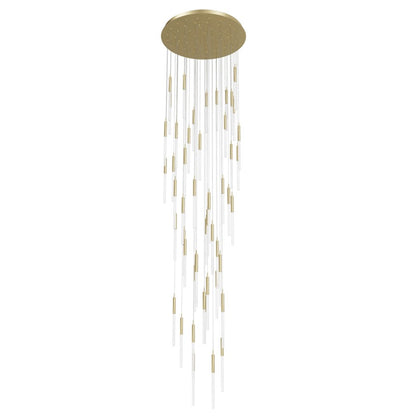 Avenue Lighting Main St. 51Lt 158" Frosted Glass Pendant, Brass