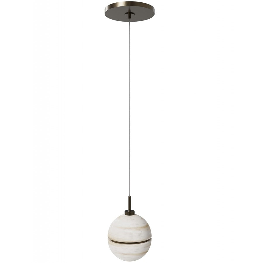 Avenue Lighting Sedona 1Lt 5" Round Pendant, Alabaster/Brass/White