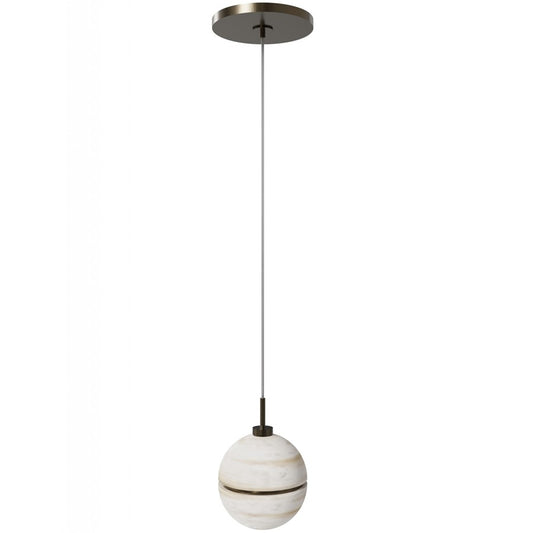 Avenue Lighting Sedona 1Lt 5" Round Pendant, Alabaster/Brass/White