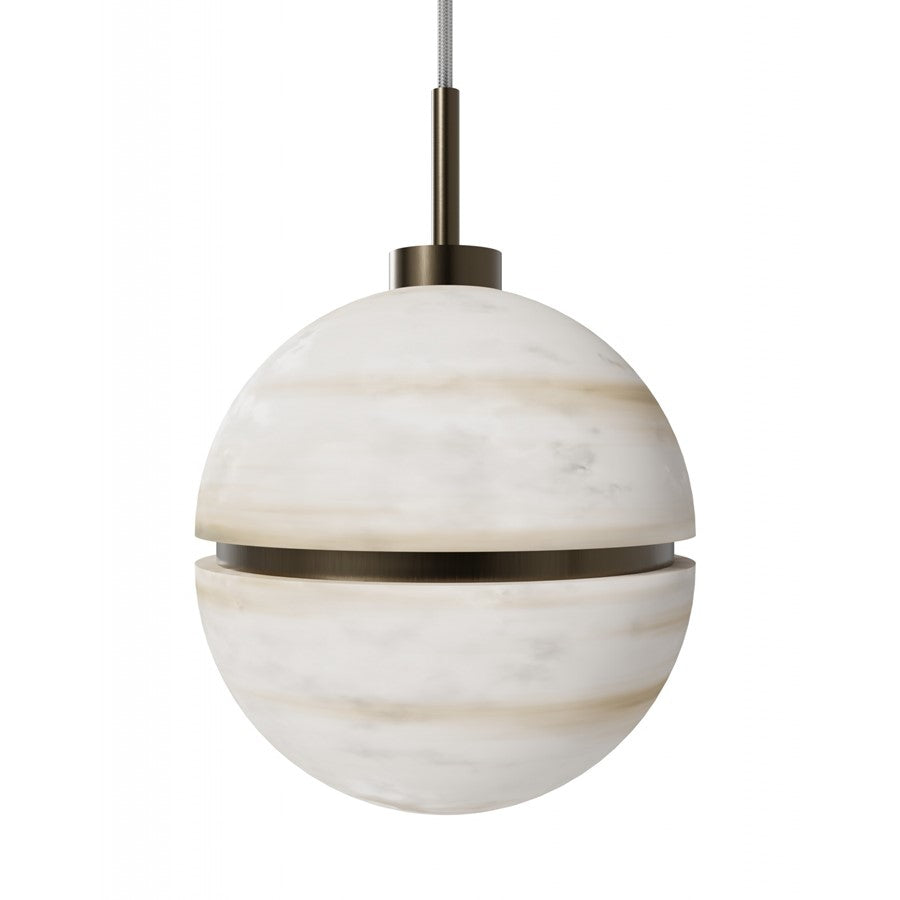 Avenue Lighting Sedona 1Lt 5" Round Pendant, Alabaster/Brass/White