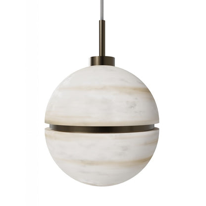 Avenue Lighting Sedona 1Lt 5" Round Pendant, Alabaster/Brass/White