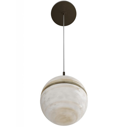 Avenue Lighting Sedona 1Lt 5" Round Pendant, Alabaster/Brass/White