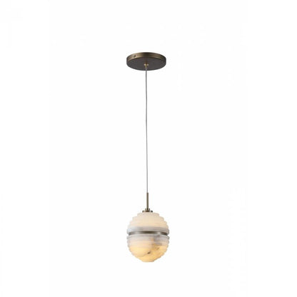 Avenue Lighting Sedona 1Lt 5" Round Ribbed Pendant, Alab/Brass/White