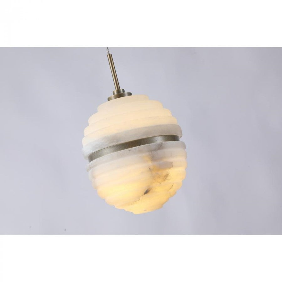 Avenue Lighting Sedona 1Lt 5" Round Ribbed Pendant, Alab/Brass/White