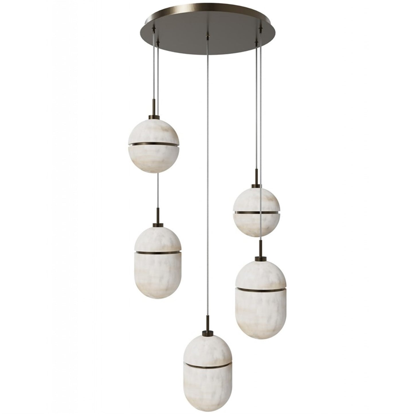 Avenue Lighting Sedona 5Lt 10" Pendant, Alabaster/Brass/White