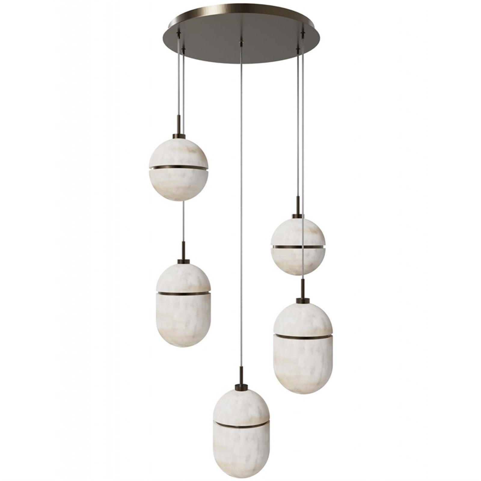 Avenue Lighting Sedona 5Lt 10" Pendant, Alabaster/Brass/White