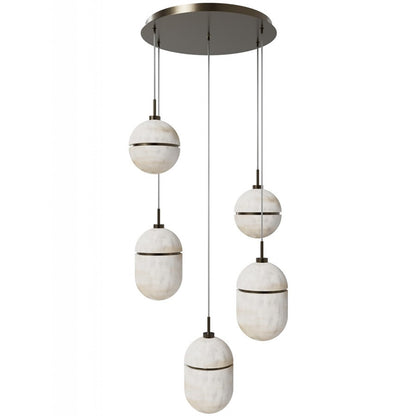 Avenue Lighting Sedona 5Lt 10" Pendant, Alabaster/Brass/White