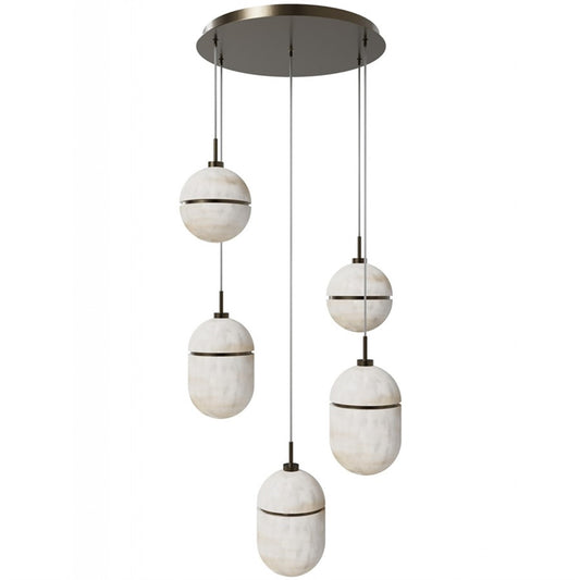 Avenue Lighting Sedona 5Lt 10" Pendant, Alabaster/Brass/White
