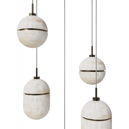 Avenue Lighting Sedona 5Lt 10" Pendant, Alabaster/Brass/White
