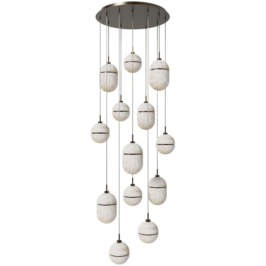 Avenue Lighting Sedona 13Lt 10" Pendant, Alabaster/Brass/White