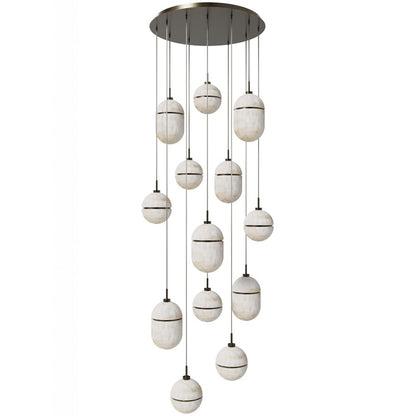 Avenue Lighting Sedona 13Lt 10" Pendant, Alabaster/Brass/White