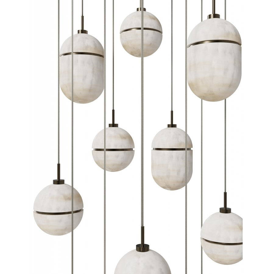 Avenue Lighting Sedona 13Lt 10" Pendant, Alabaster/Brass/White