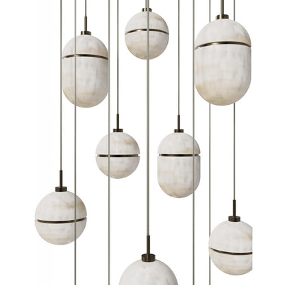 Avenue Lighting Sedona 13Lt 10" Pendant, Alabaster/Brass/White