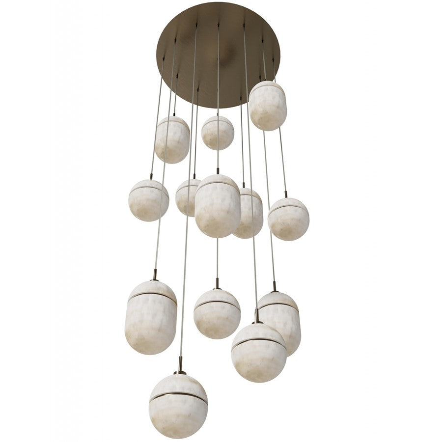 Avenue Lighting Sedona 13Lt 10" Pendant, Alabaster/Brass/White