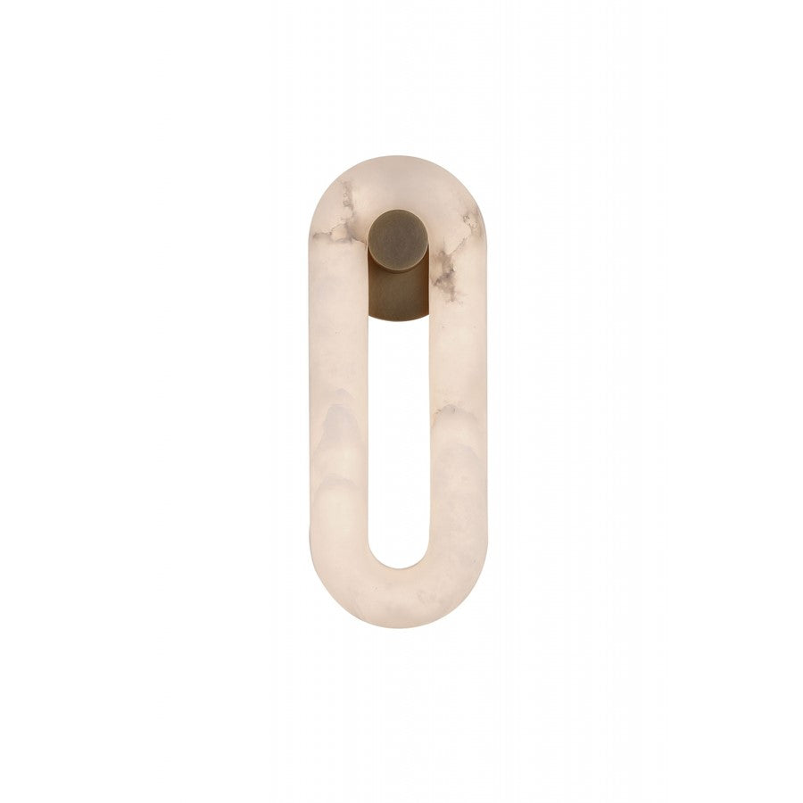 Avenue Sedona 16"H Soft Oval Loop Alabaster LED Wall Sconce, Brass - AEHF2954-AB