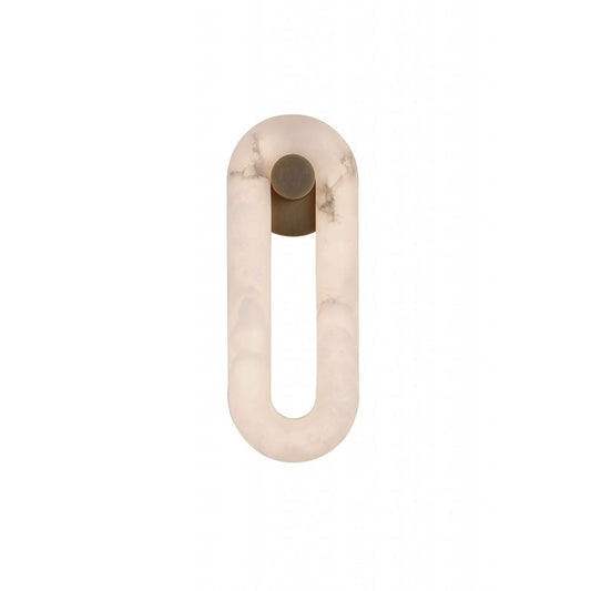 Avenue Sedona 16"H Soft Oval Loop Alabaster LED Wall Sconce, Brass - AEHF2954-AB