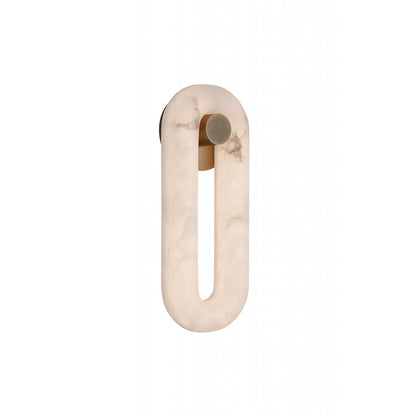 Avenue Sedona 16"H Soft Oval Loop Alabaster LED Wall Sconce, Brass