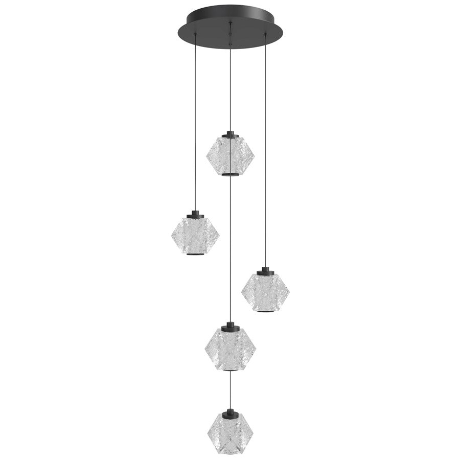Avenue Lighting Beluga 5Lt Pendant, Black/Acrylic Faceted Spheres
