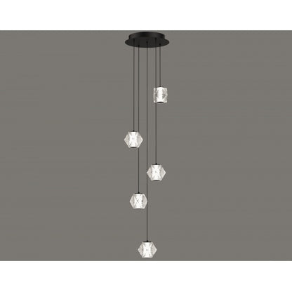 Avenue Lighting Beluga 5Lt Pendant, Black/Acrylic Faceted Spheres