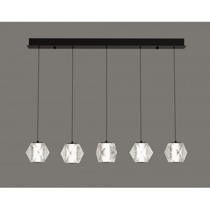 Avenue Lighting Beluga 5Lt Linear Pendant, Black/Faceted Spheres