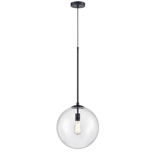 Avenue Lighting Delilah 1 Light 33" Pendant, Black/Clear Glass