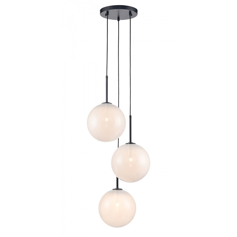 Avenue Lighting Delilah 3Lt 76" Pendant, Black/White