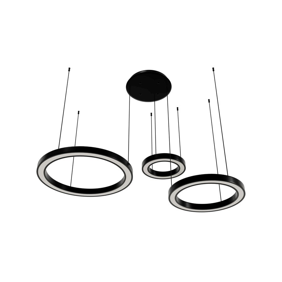 Avenue Lighting Aria LED 59" 3 Ring Pendant, Black Gunmetal Chrome