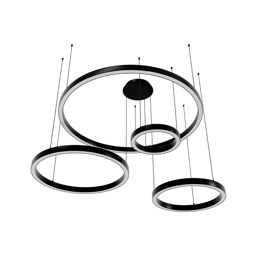 Avenue Lighting Aria LED 64" 4 Ring Pendant, Black Gunmetal Chrome