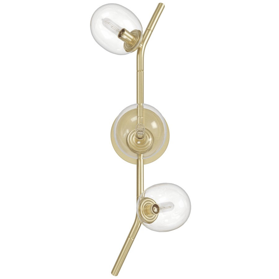 Avenue Lighting Hampton 3Lt 22" Wall Sconce, Brass/Clear Glass