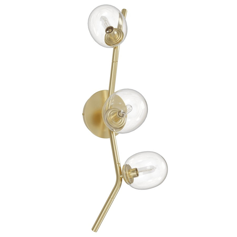 Avenue Lighting Hampton 3Lt 22" Wall Sconce, Brass/Clear Glass