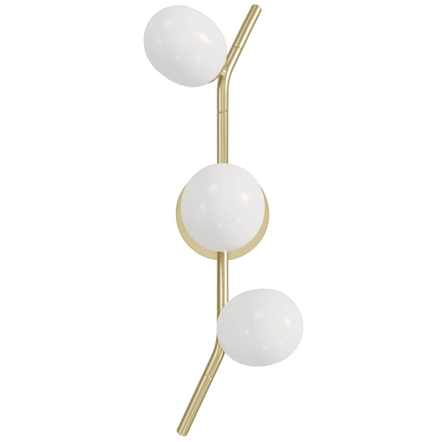 Avenue Lighting Hampton 3Lt 22" Wall Sconce, Brass/White Glass