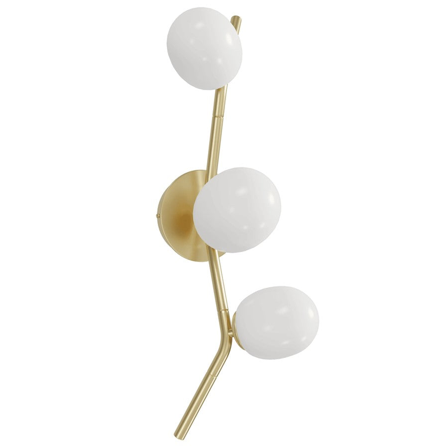 Avenue Lighting Hampton 3Lt 22" Wall Sconce, Brass/White Glass