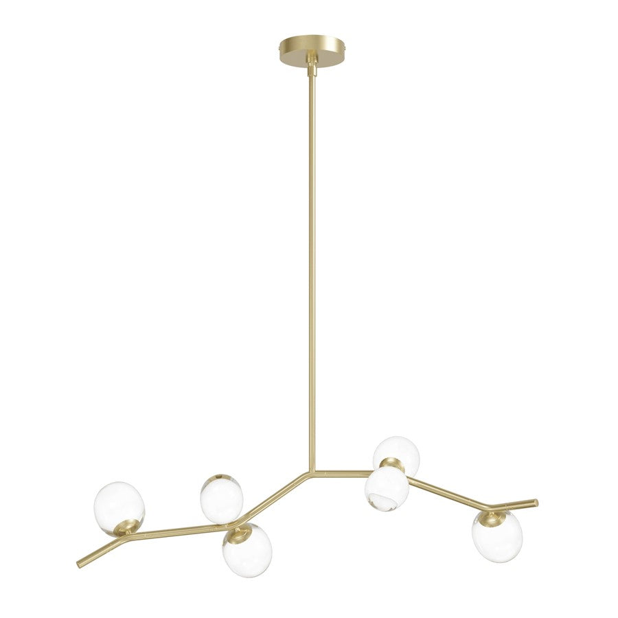 Avenue Lighting Hampton 6Lt 12" Chandelier, Brass/Clear Glass