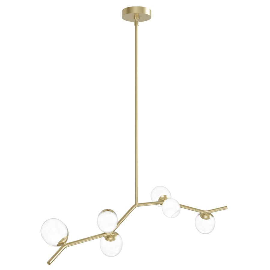 Avenue Lighting Hampton 6Lt 12" Chandelier, Brass/Clear Glass