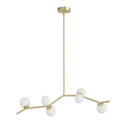 Avenue Lighting Hampton 6Lt 12" Chandelier, Brass/White Glass