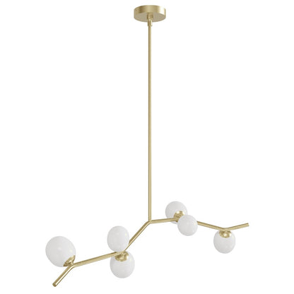 Avenue Lighting Hampton 6Lt 12" Chandelier, Brass/White Glass