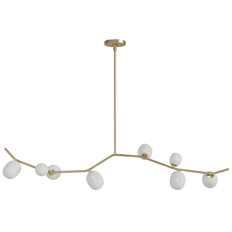 Avenue Lighting Hampton 8Lt 12" Chandelier, Brass/White Glass
