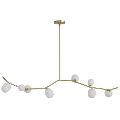 Avenue Lighting Hampton 8Lt 12" Chandelier, Brass/White Glass