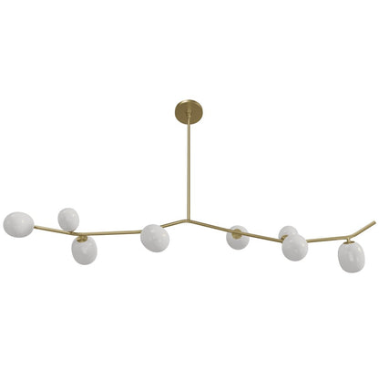 Avenue Lighting Hampton 8Lt 12" Chandelier, Brass/White Glass