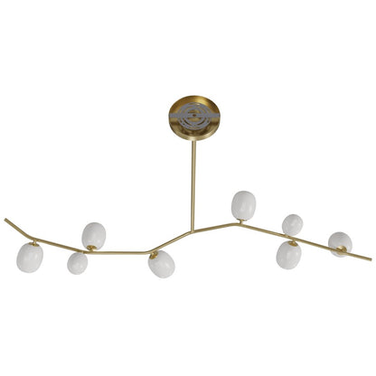 Avenue Lighting Hampton 8Lt 12" Chandelier, Brass/White Glass