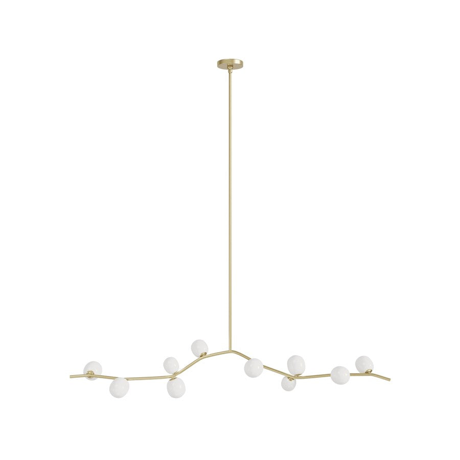 Avenue Lighting Hampton 10Lt 12" Chandelier, Brass/White Glass