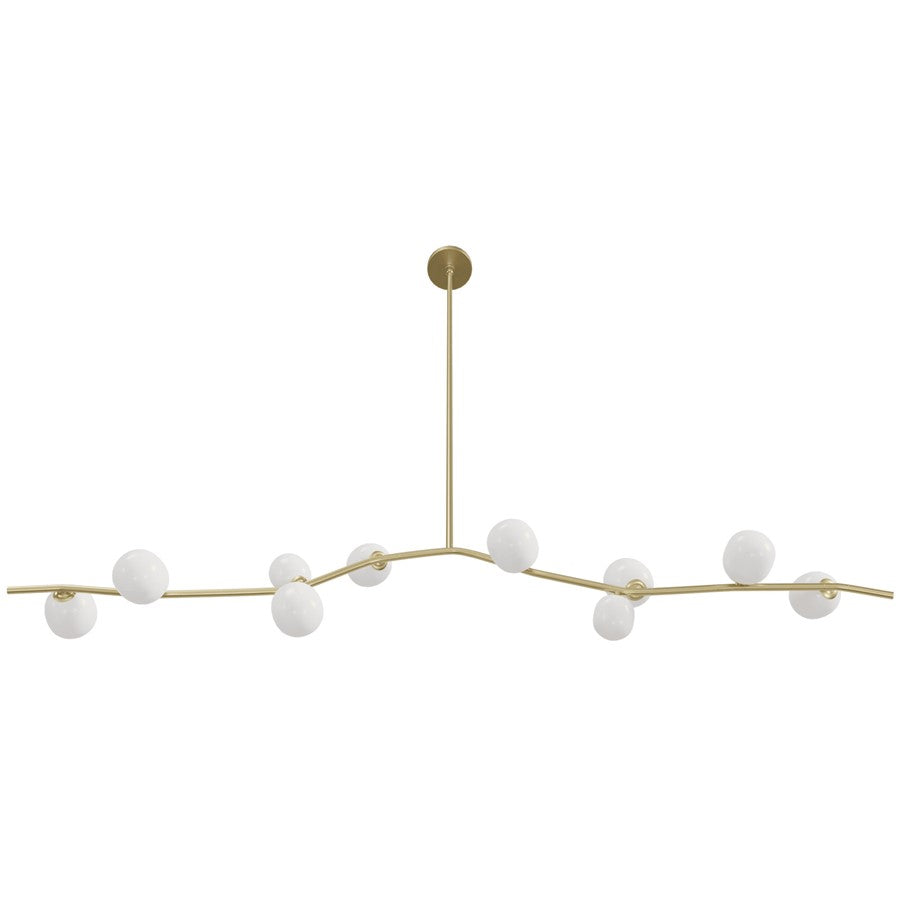 Avenue Lighting Hampton 10Lt 12" Chandelier, Brass/White Glass
