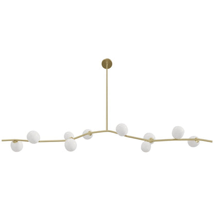 Avenue Lighting Hampton 10Lt 12" Chandelier, Brass/White Glass