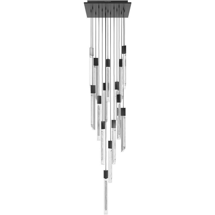 Avenue Lighting Alpine 15Lt 180" Pendant, Black,White Marbleized