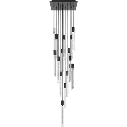 Avenue Lighting Alpine 15Lt 180" Pendant, Black,White Marbleized