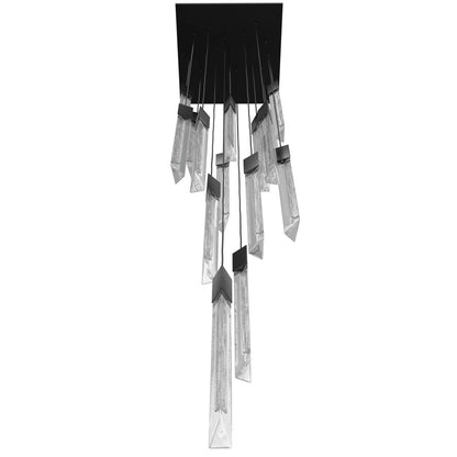 Avenue Lighting Alpine 15Lt 180" Pendant, Black,White Marbleized