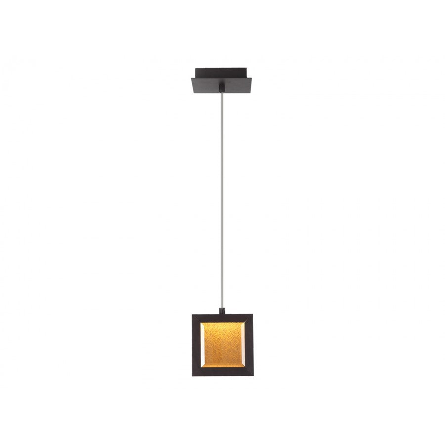 Avenue Lighting Brentwood LED 6" Square Pendant, Bronze/Textured