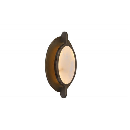 Avenue Lighting 8"W Round Alabaster Plate LED Wall Sconce, Brass - AEHF7000-AB