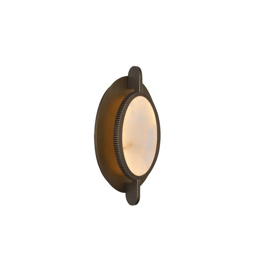 Avenue Lighting 8"W Round Alabaster Plate LED Wall Sconce, Brass - AEHF7000-AB